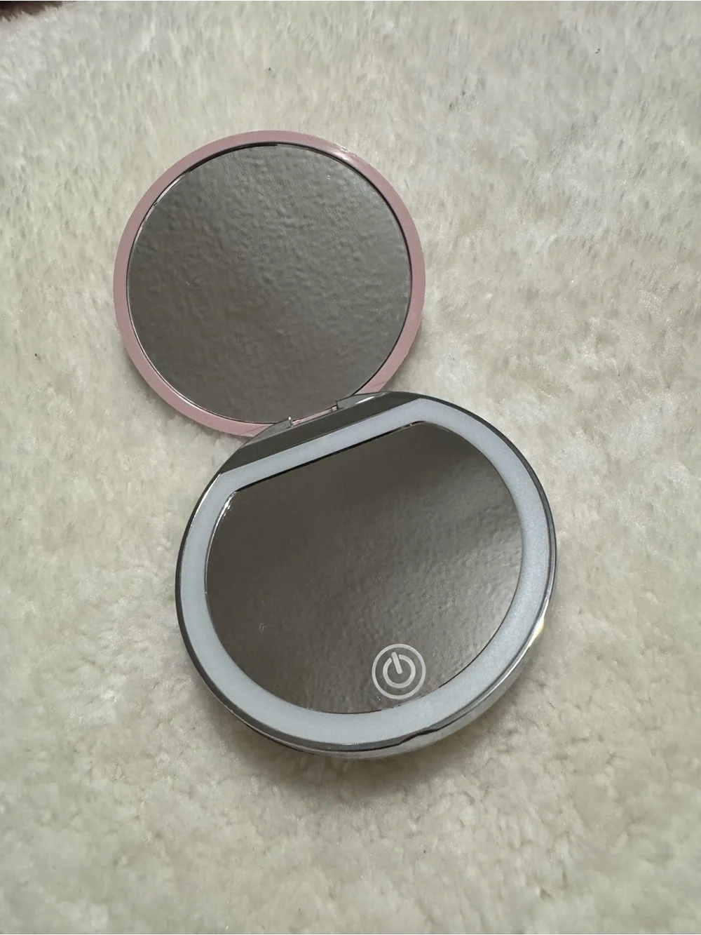 Compact LED Lighted Travel Mirror - Pink